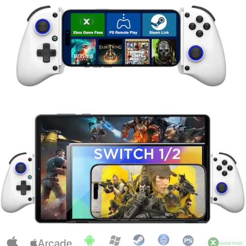 Megadream Mobile Gaming Controller for iPhone/Android/PC - iPad/Tablet (Up to 11in) - Cloud Game - NS-Switch|Swith 2 - Turn Your Phone into a Gaming Console - PS5/Xbox Remote Play Streaming, Call of Duty, Roblox, Turbo, White - color: White
