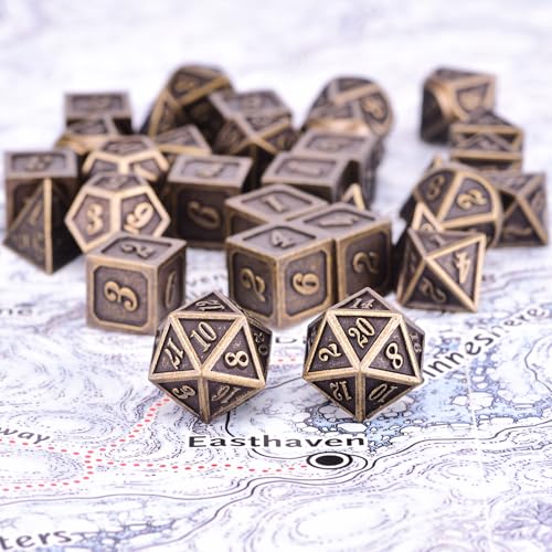 Extended Metal Dice RPG Set | 31 Piece Polyhedral Dice for DND5E Tabletop Role Playing Adventure Games (Bronze) - color: Bronze