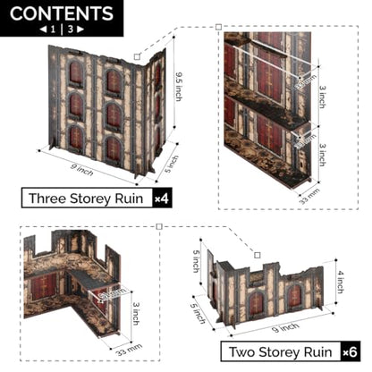Jucoci Battlezone Creation Kit 18PCS Tabletop Terrain Wargame Terrains Set Compatible with WH40K(White) - color: White, size: 18 PCS Set