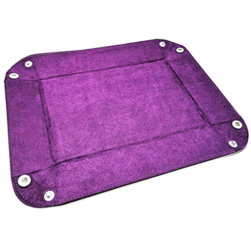 2 Pieces Dice Holder Dice Rolling Tray Double Sided PU Leather and Velvet Folding Tray Dice Pad for Dice Gaming and Other Table Games (Purple & Red) - color: Purple & Red
