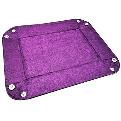 Dice Holder and Tray - Double Sided PU Leather and Velvet Folding Tray for Dice Gaming and Other Table Games (Purple) - color: Purple