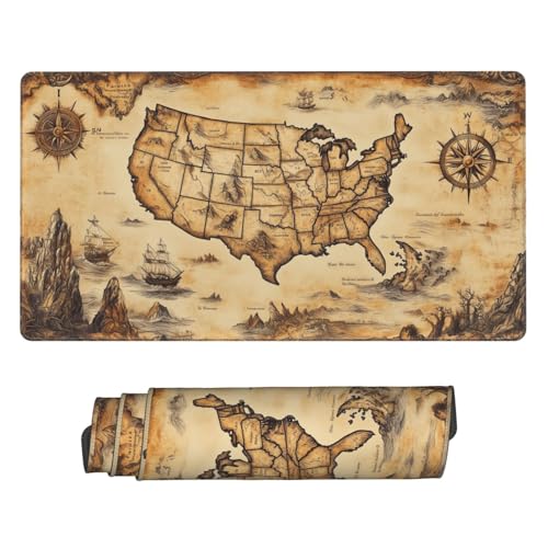 MTG Playmat Old Classical Map TCG Play Mat Original Hand-Painted Smooth Surface Stitched Edges Non-Slip Rubber Base for Trading Card Games Board Games 23.5x13.6in