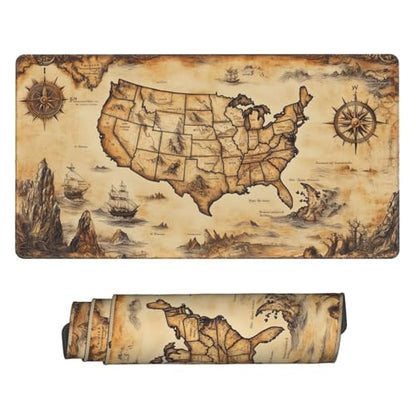MTG Playmat Old Classical Map TCG Play Mat Original Hand-Painted Smooth Surface Stitched Edges Non-Slip Rubber Base for Trading Card Games Board Games 23.5x13.6in