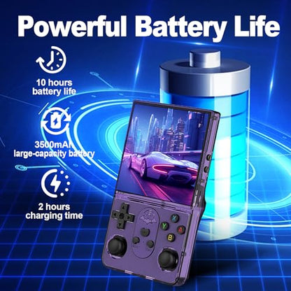 S600 Retro Gaming Console, Retro Handheld Console 4.0'' Screen Linux System, 64G TF Card, Support 30+ Simulators, 3500mAh Rechargeable Portable Pocket Arcade - color: Purple