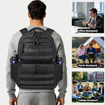 HILOMON Backpack with Insulated Lunch Compartment Cooler Bookbag Combo | 17" Laptop Compartment, USB Charging Port, Chest Strap, Anti-Theft Pocket, 2-in-1 Insulated Cooler Lunchbox Work Backpackbag
