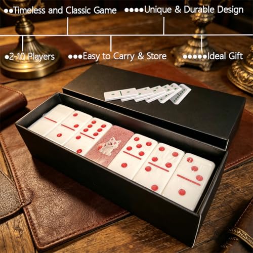Premium Double 6 Dominoes Set 28 Tiles for Adults,Domino Board Games with Case for for Birthdays, Holidays and Special Occasions (Dominoes-Pink-Fox) - style: Dominoes-Pink-Fox