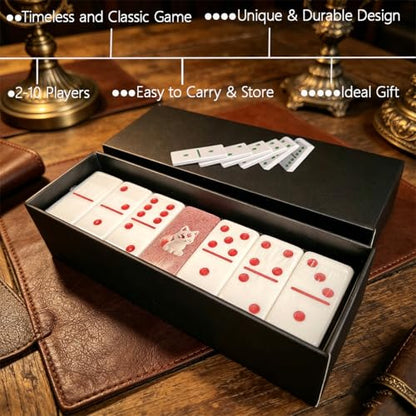 Premium Double 6 Dominoes Set 28 Tiles for Adults,Domino Board Games with Case for for Birthdays, Holidays and Special Occasions (Dominoes-Pink-Fox) - style: Dominoes-Pink-Fox