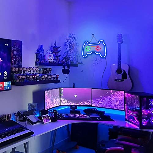 Led Dimmable Neon Signs Wall Decorations For Living Room|Bedroom Gamepad Controller Shape Lights Game Room Decor Accessories Cool Teen Boys|Girls|Kids Gamer Gifts