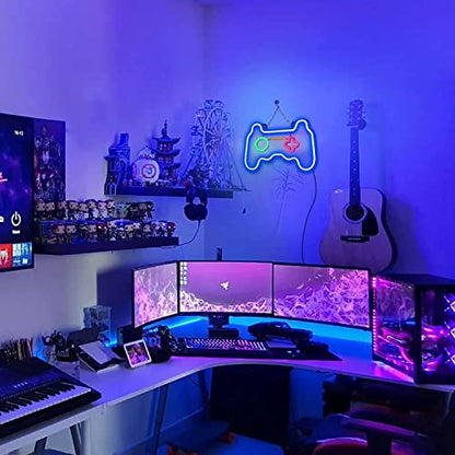 Led Dimmable Neon Signs Wall Decorations For Living Room|Bedroom Gamepad Controller Shape Lights Game Room Decor Accessories Cool Teen Boys|Girls|Kids Gamer Gifts