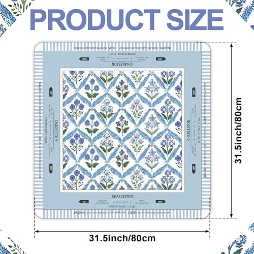 Tegeme Chinoiserie Mahjong Mat 31.5x31.5 Inch Blue Flower Mahjong Mat | Anti Slip Noise Reduction Multi Purpose Game Table Cover Non-Slip Noise Reduction Gaming Rug for Mah Jong Card Board Tile - size: 31.5" X 31.5", style: Blue Flower
