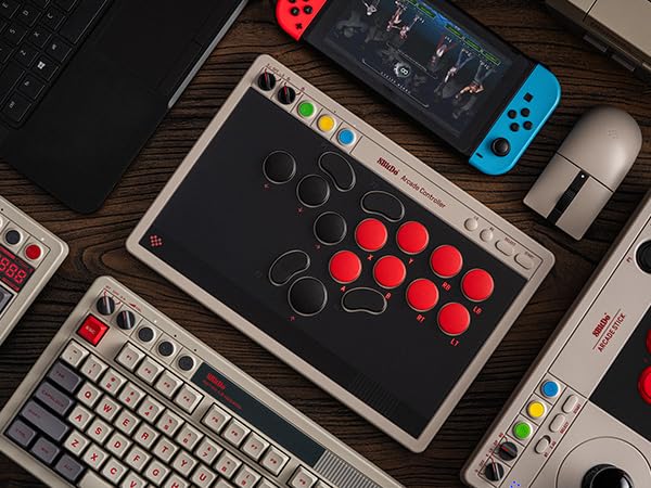 8BitDo All-Button Arcade Controller for Switch & Windows, N Edition | Leverless, All-button, Ultimate precision, Low-profile Linear Switches, 4 Programmable Buttons, Hot-swappable PCB, Ultra thin - color: N Edition