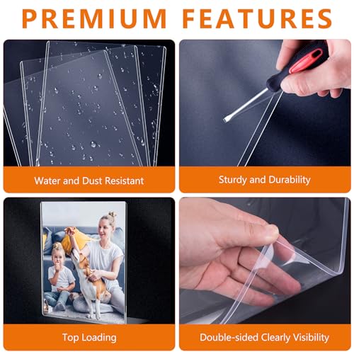 AKONEGE 6PCS 8" x 10" Rigid Print Protectors Clear Hard Plastic Page Sheet Protectors Photo Holder Poster Plastic Sleeves for Arts, Prints, Autograph Pictures, Photographs, Birth Certificate Protector - size: 8" x 10"