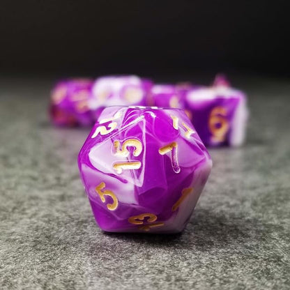 Sage’s Portal Stones DND Dice Set Acrylic Opaque 7-PC Polyhedral DND Dice Set for Dungeons and Dragons D&D Sage’s Cantrips RPG Tabletop TTRPG (Purple/White) - color: Purple/White