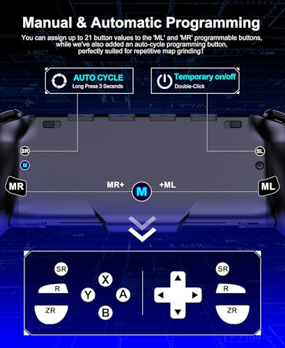 Gammeefy Switch Controller – Hall Effect Joysticks & Enhanced Grip – One Piece Switch Joypad Replacement Switch Pro Controller with 8-Color RGB Lighting, Turbo, Macros - Black, 6.2"/7" - color: Black, size: 6.2"/7"