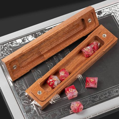 Wooden DND Dice Box, Dice Holder Case with Felt Lined Magnetic Lid for D&D Tabletop Game - Acacia (Evil Eye and Dragon-Black) - color: Evil Eye and Dragon-Black