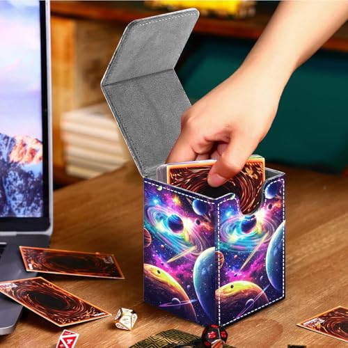 Commander Deck Box for MTG Commander Trading Cards with Magnetic Closure,Premium Leather Card Storage Box Case for MTG TCG CCG Magic Cards,Fits 100+ Single Sleeved Cards, Greatful Galaxys Planet - color: Greatful Galaxys Planet