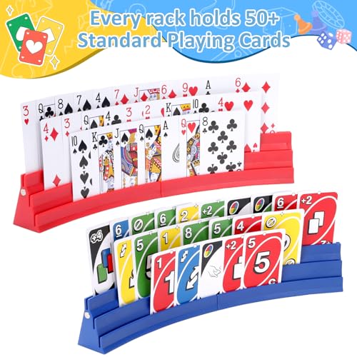 Expandable Plastic Card Holder, Set of 4 - Upgradeable Design for Seniors, Arthritis, Small Hands, UNO, Poker and All Card Games - color: Red+blue-black(4 Pack)