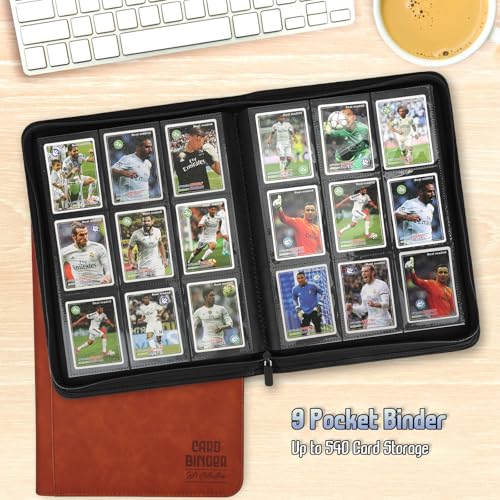 Trading Card Binder, Premium 9 Pocket Double Sided 540 Pocket PU Card Collection Binder, Collectible Trading Card Albums for MTG, TCG, Sport Card, Game Cards (Brown) - color: Brown