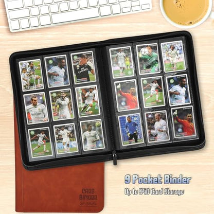 Trading Card Binder, Premium 9 Pocket Double Sided 540 Pocket PU Card Collection Binder, Collectible Trading Card Albums for MTG, TCG, Sport Card, Game Cards (Brown) - color: Brown