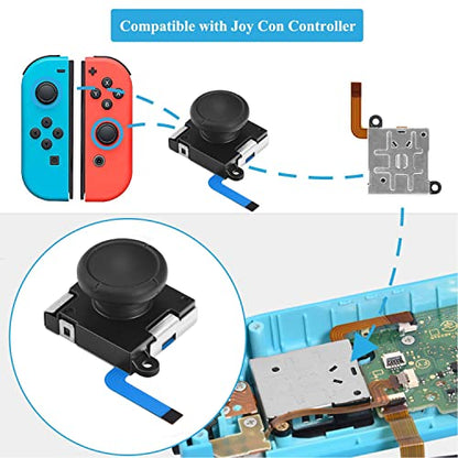 Joycon Joystick Replacement 4 Pack, Replacement Joy-stick Analog Thumb Stick for Switch Joycon Controller & Switch Lite, Left/Right Analog Joystick with Thumbstick Caps & Screws (4pcs Black) - color: 4pcs Black