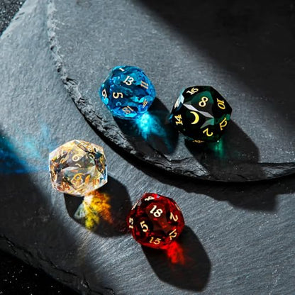 1PCS Multifaceted Glass D20 DND Dice - 28mm 20 Sided Gem D&D Dice for Dungeons and Dragons, RPG, Roleplaying Games MTG Table Games, Handmade Polyhedral Dice(Glass Teal) - color: Multifaceted D20 Glass-teal