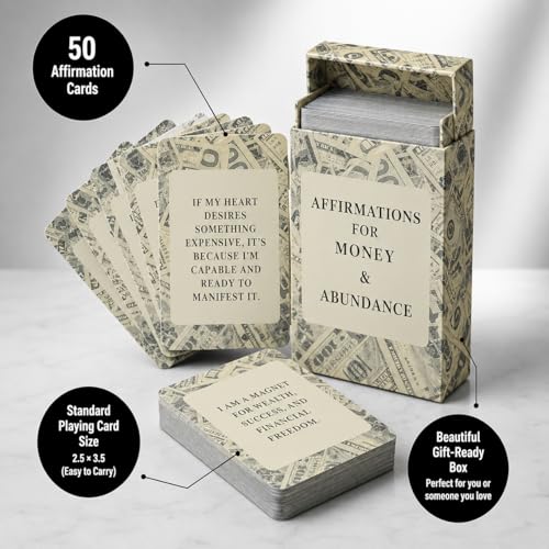 Isaac Liev Money Affirmations Cards - Motivational Daily Affirmation for Men Women, Manifestation Abundance Wealth Mindset Manifesting Card -Cool Gifts for Him & Her, Best Friend, Coworkers, Office & Birthday - style: Money Affirmation