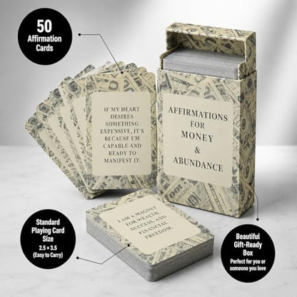 Isaac Liev Money Affirmations Cards - Motivational Daily Affirmation for Men Women, Manifestation Abundance Wealth Mindset Manifesting Card -Cool Gifts for Him & Her, Best Friend, Coworkers, Office & Birthday - style: Money Affirmation