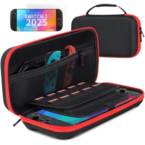 Cendron Carrying Case for Nintendo Switch 2 (2025) with 20 Games Cartridges, Scratch-Resistant & Strong Protection for Switch 2 Case, Protective Hard Shell Travel Bag Screen Protector Included