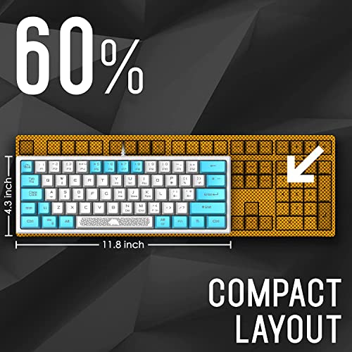 60% Gaming Keyboard and Mouse Combo Samll Mini RGB Backlight Mechanical Feeling and Mechanical RGB 6400 DPI Honeycomb Optical Mouse,Gaming Mouse pad for Gamers and Typists (White & Blue) - color: White & Blue