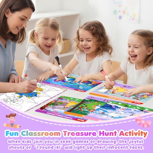 Search and Find Activity Books, 2 In 1 Princess Seek Game Coloring Books | Preschool Educational, Travel Games Toys for Car Airplane, Road Trip Activities for Kids, Birthday Gifts Kids Ages 3-8 - color: Purple