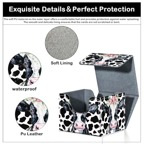 Card Deck Box for MTG Trading Cards with Magnetic Closure,Premium Card Storage Box Case Cover for TCG CCG Magic Cards,Cow Prints - color: Cow Prints