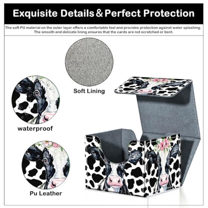 Card Deck Box for MTG Trading Cards with Magnetic Closure,Premium Card Storage Box Case Cover for TCG CCG Magic Cards,Cow Prints - color: Cow Prints