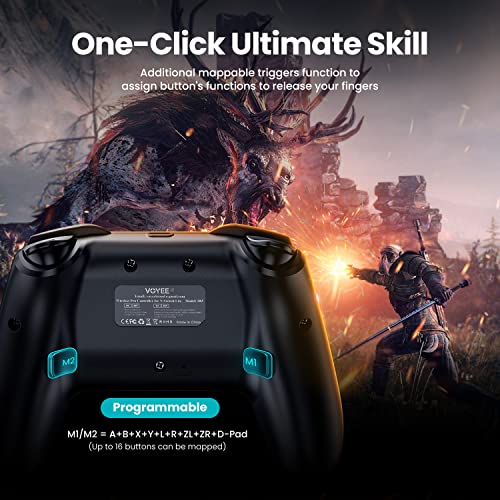 VOYEE Switch Controllers Compatible with Switch/Lite/OLED, Programming Wireless Pro Controller with Motion Control, Vibration, Wake-up, Turbo, Screenshot - color: Gray