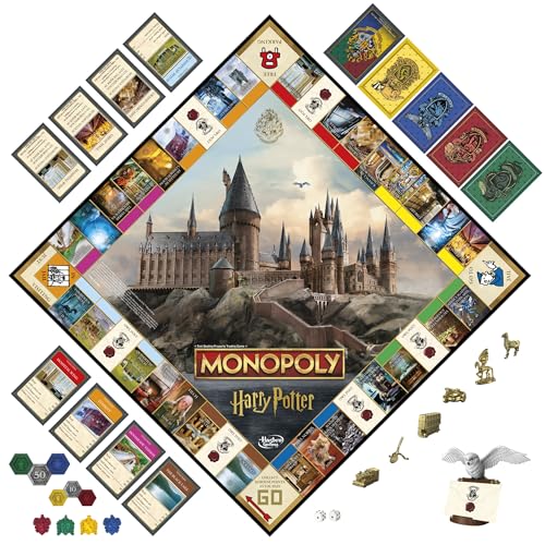 Hasbro Gaming Monopoly Harry Potter Edition Board Game | A Magical Adventure at Hogwarts | Ages 8 and Up | 2 to 6 Players | Family Games | Gifts for Kids and Adults