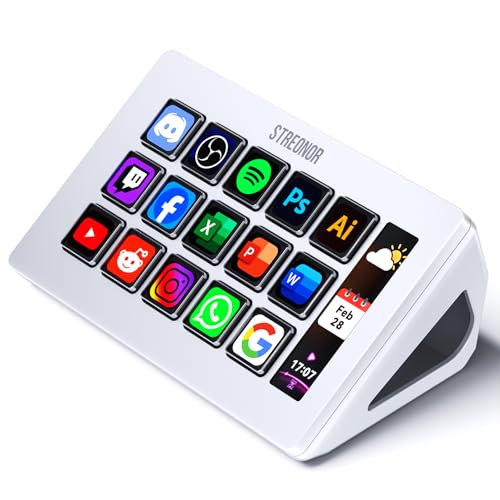 S15 Standard Stream Controller Deck, Macro Keypad Shortcut | 15 Customizable Keys and 3 Status Displays, Macro Shortcut Deck for Live Streaming, Editing, Productivity, Windows & Mac