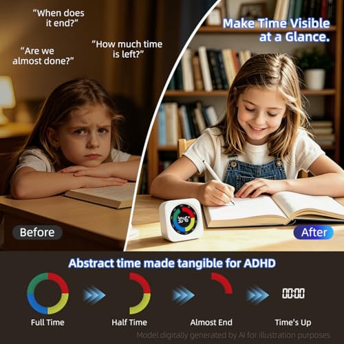 Visual Timer for Kids & Adults, 99 Min Digital Visual Countdown Timer with Progress Bar, Count Up Timer for ADHD, Classroom, Kitchen, Study, Focus, Productivity & Time Management