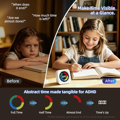 Visual Timer for Kids & Adults, 99 Min Digital Visual Countdown Timer with Progress Bar, Count Up Timer for ADHD, Classroom, Kitchen, Study, Focus, Productivity & Time Management
