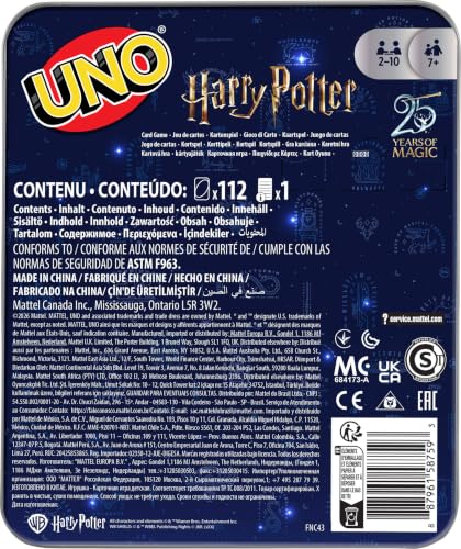 Mattel Games UNO Harry Potter Card Game with Storage Tin, Ages 7+ - style: UNO Harry Potter Tin