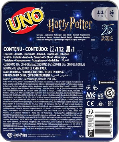 Mattel Games UNO Harry Potter Card Game with Storage Tin, Ages 7+ - style: UNO Harry Potter Tin