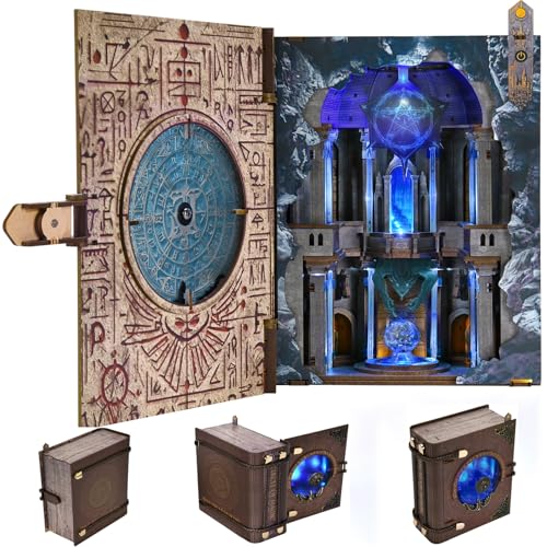 MiniCity DIY Book Nook Kit, 3D Wooden Bookend Bookshelf Insert Decor with LED Light, 278 Pcs Craft Kit for Teens & Adults (Circle of Magic) | 260-piece book-style DIY kit with LED and dust cover; glue/tools and guide included; 4-6 hr build for shelf decor