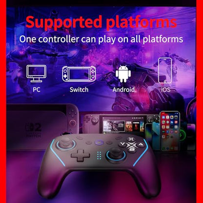 NBCP X6 Wireless Bluetooth Pro Controller Compatible with Nintendo Switch/Switch OLED/Switch Lite/Switch 2, PC, Android, iOS - 6-Axis Gyro, Dual 4-Level Vibration, Anti-Drift Joysticks, Turbo,2 Programmable Buttons,Wake-Up,Screenshot - color: Black-1 pack