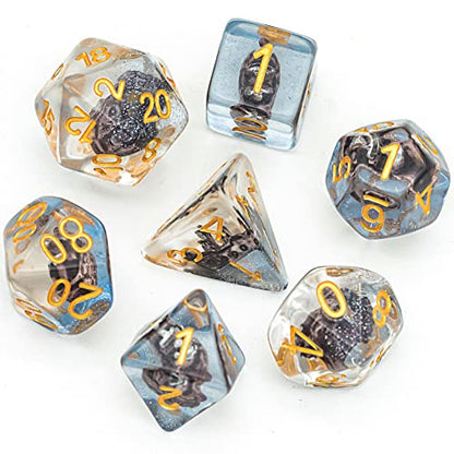 UDIXI Sailboat DND Dice Set Resin Polyhedral D&D Dice for Tabletop Games | Velvet Storage Bag, DM Gift, for Dungeons and Dragons Role Playing Games Board Games - color: Ocean/Sailboat