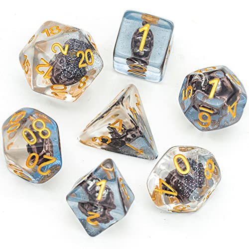 UDIXI Sailboat DND Dice Set Resin Polyhedral D&D Dice for Tabletop Games | Velvet Storage Bag, DM Gift, for Dungeons and Dragons Role Playing Games Board Games - color: Ocean/Sailboat