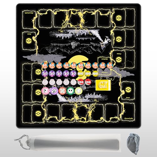 Playmat for Trading Card Game – 2-Player Trainer Mat with 31 Damage Counters and Professional Storage Bag