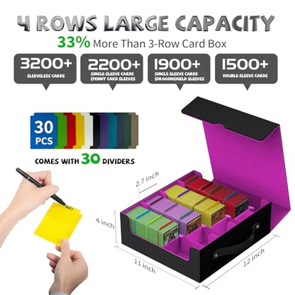 MTG Deck Boxs, Trading Card Storage Box, Card Storages Boxes, bulk card storage, Commander Decks Boxes, Sports Cards Storages, Mtg Commander Deckes Boxes,Deck Boxss Mtg (Black and Purple)