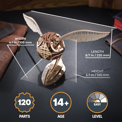 UGEARS Harry Potter Golden Snitch - 3D Wooden Puzzles for Adults, Model Kits for Adults - DIY Model Kit Mechanical Build, Brain Teaser, Hobby Kit, Gifts for Engineers Golden Snitch Collectible - style: Golden Snitch