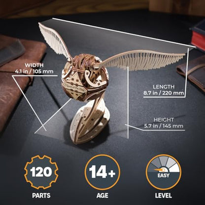 UGEARS Harry Potter Golden Snitch - 3D Wooden Puzzles for Adults, Model Kits for Adults - DIY Model Kit Mechanical Build, Brain Teaser, Hobby Kit, Gifts for Engineers Golden Snitch Collectible - style: Golden Snitch