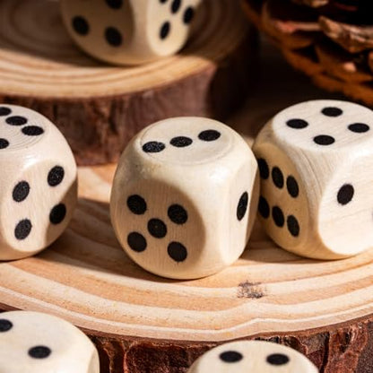 10PCS 16mm D6 Dice Set Wooden 6 Sided Dice for DND RPG Board Games | Leather Storage Bag, DM Gift, for Dungeons and Dragons Role Playing Games - color: D6-black P