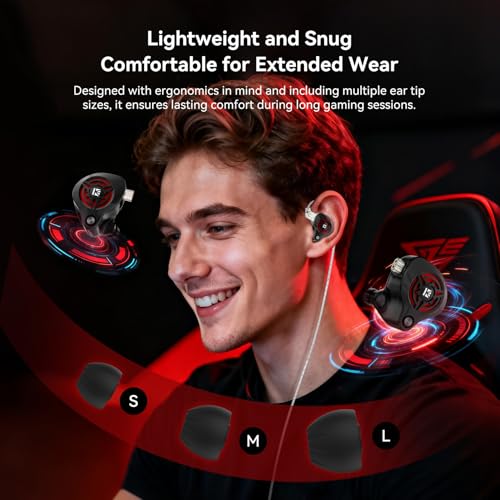 2026 Latest erabuds,KBEAR BK1 Wired Gaming Earbuds,10mm Single DD in Ear Monitor,HiFi Headset Wired Earbuds IEM Earphones with Detachable Cable for Gaming/Music/Video (White, 3.5 with mic) - color: F