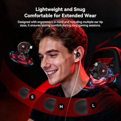 2026 Latest erabuds,KBEAR BK1 Wired Gaming Earbuds,10mm Single DD in Ear Monitor,HiFi Headset Wired Earbuds IEM Earphones with Detachable Cable for Gaming/Music/Video (White, 3.5 with mic) - color: F